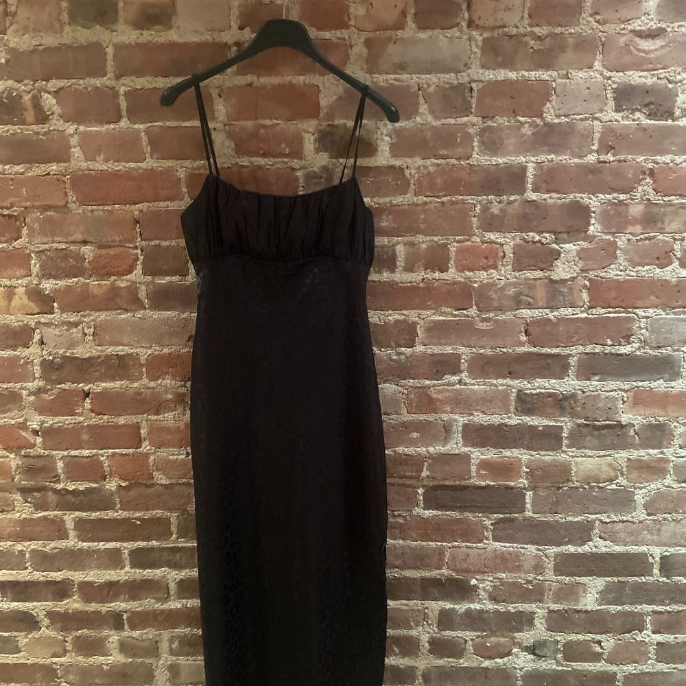 Nasty Gal black midi cocktail dress with spaghetti straps